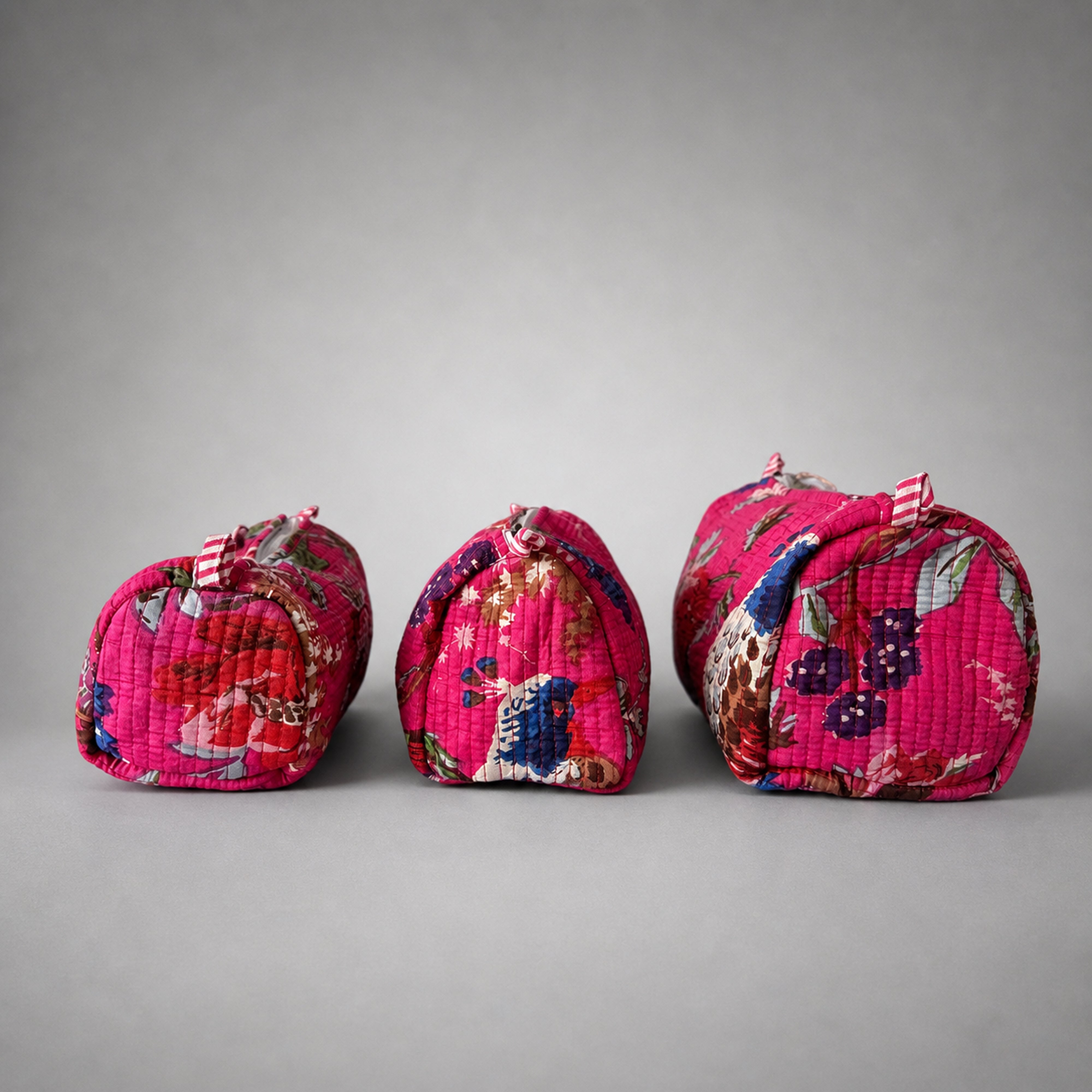 Magenta Woodland Print Multipurpose Pouch  - Set of 3