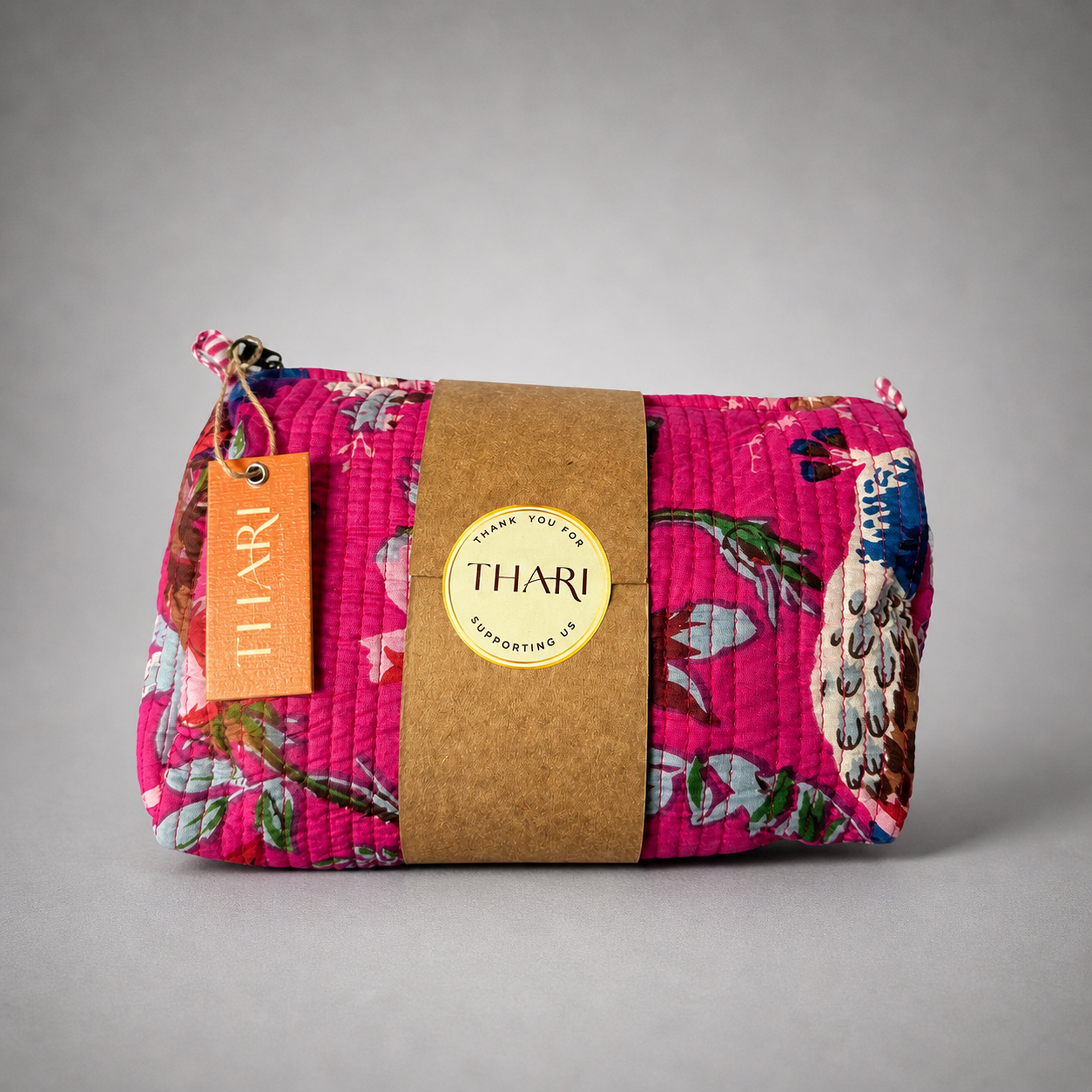 Magenta Woodland Print Multipurpose Pouch  - Set of 3