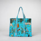 Thari Quilted Cotton Tote Bag - Jungle Safari Print Versatile Carry-All