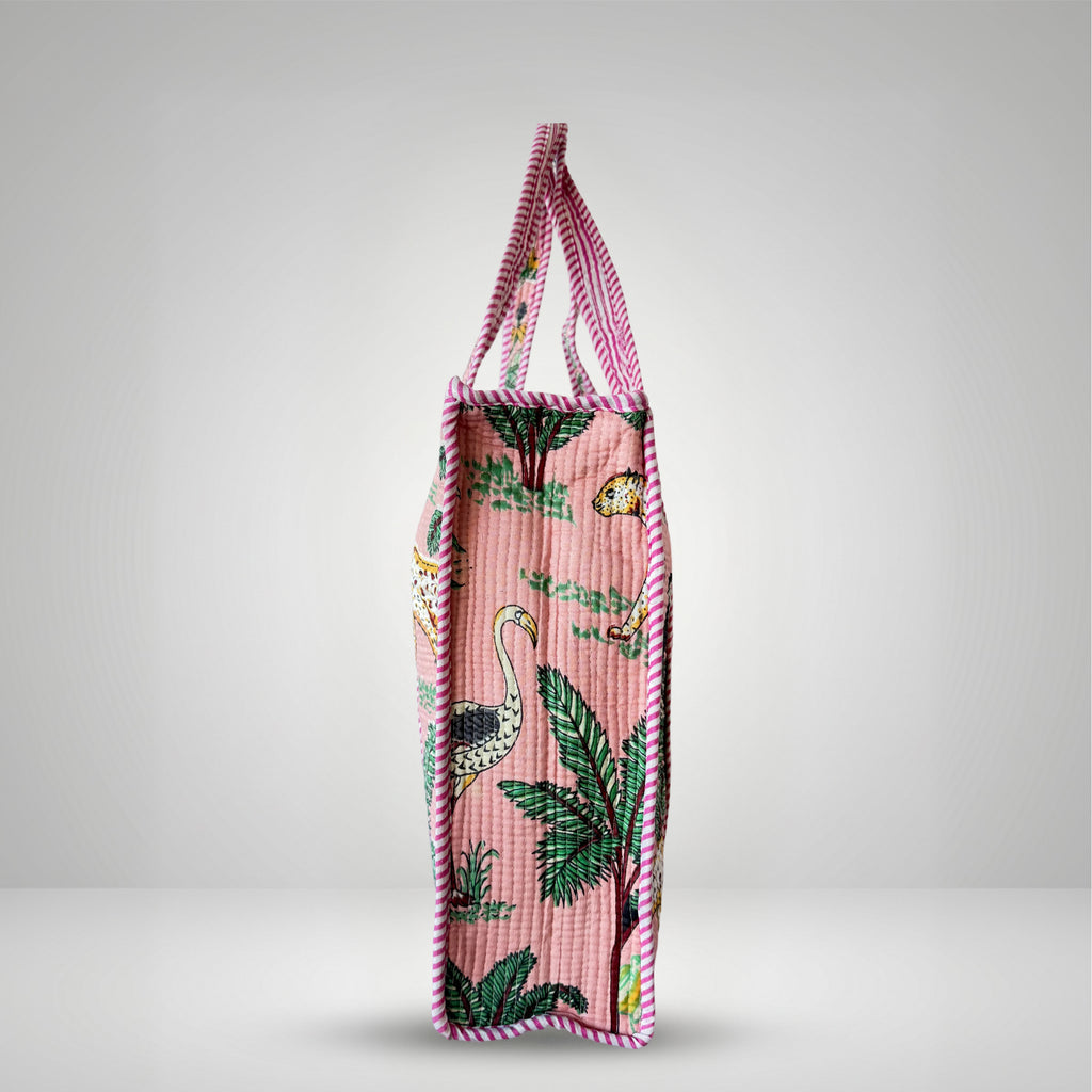 Thari Quilted Cotton Tote Bag - Jungle Safari Print Versatile Carry-All
