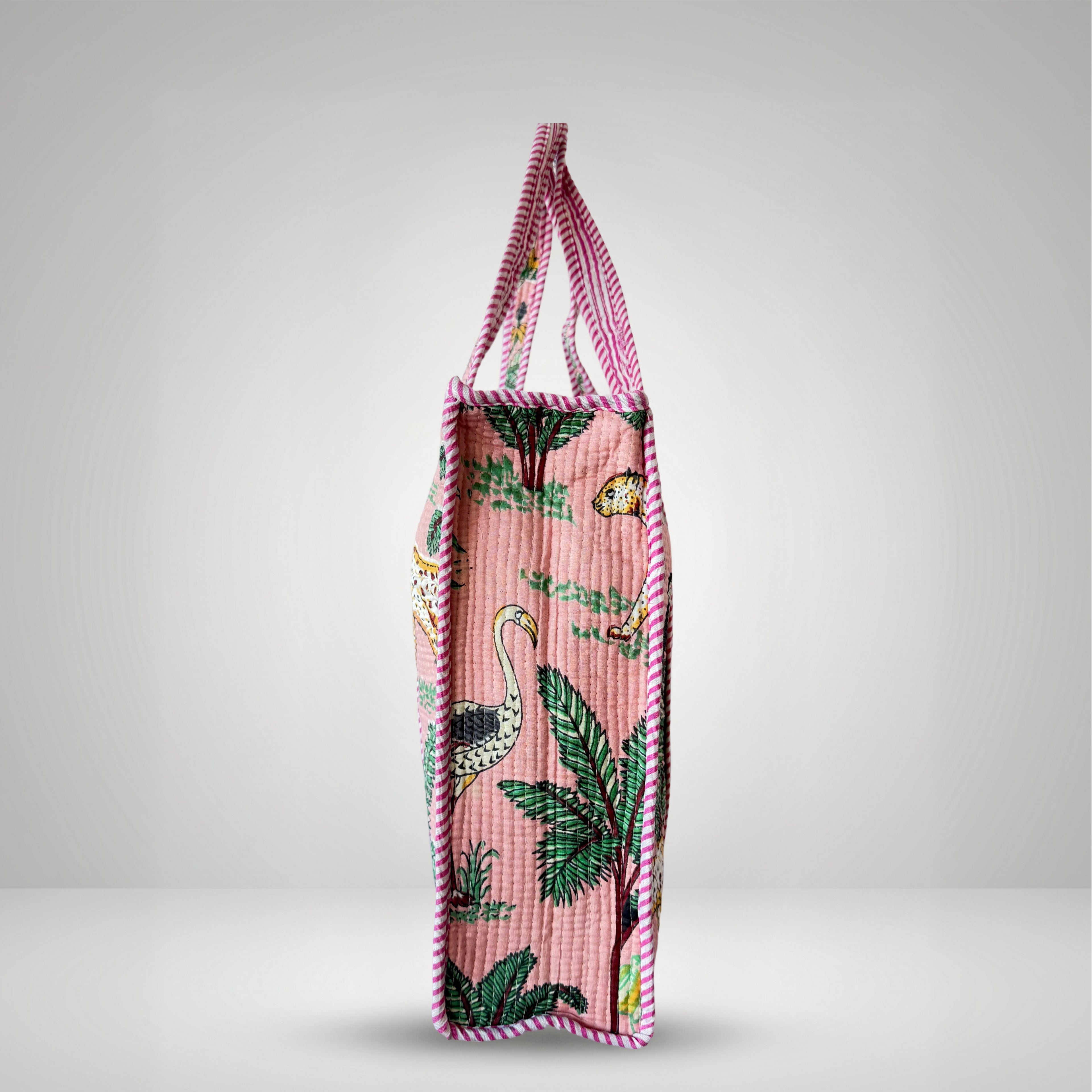 Thari Quilted Cotton Tote Bag - Jungle Safari Print Versatile Carry-All