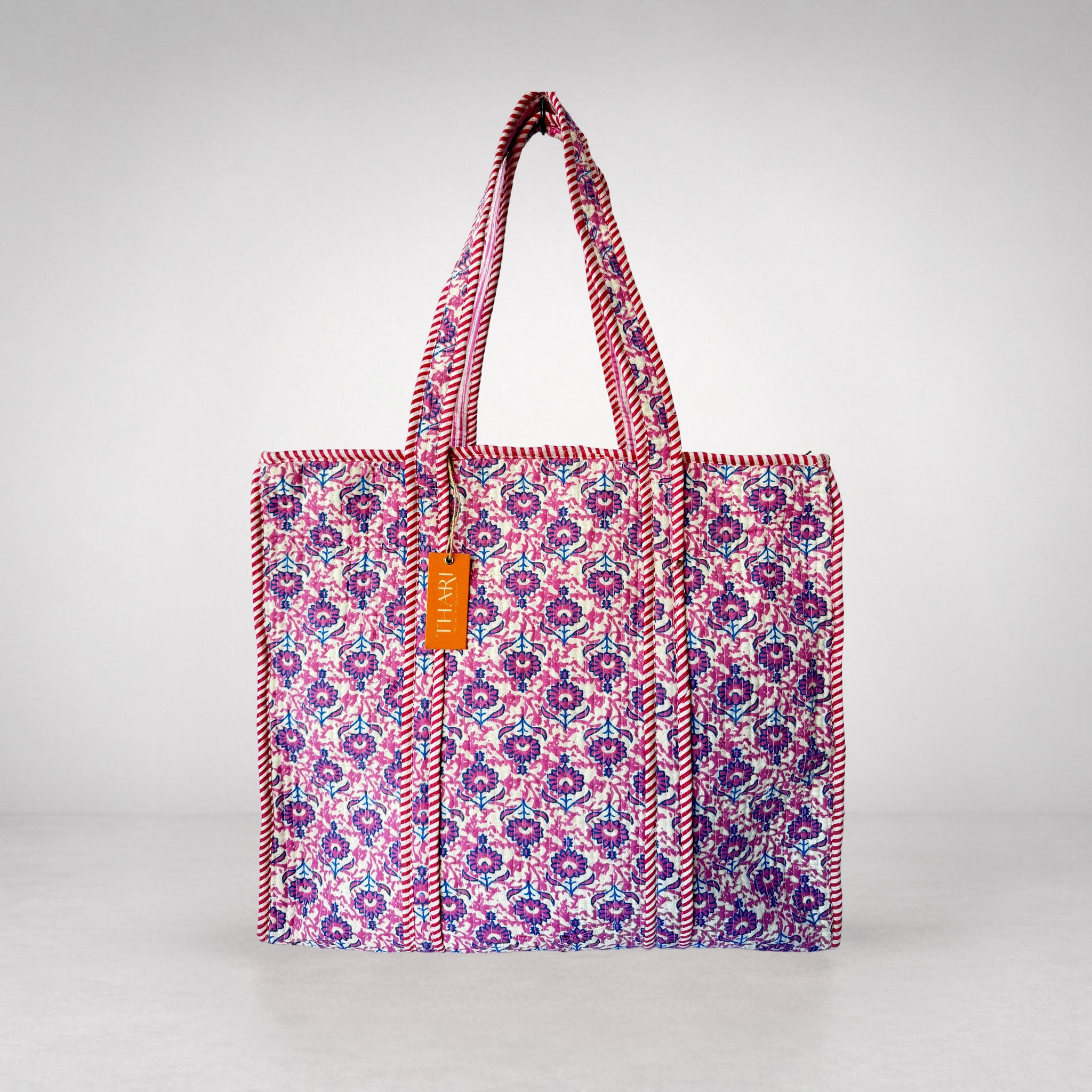 Pink Jasmine Vine Print Tote Bag