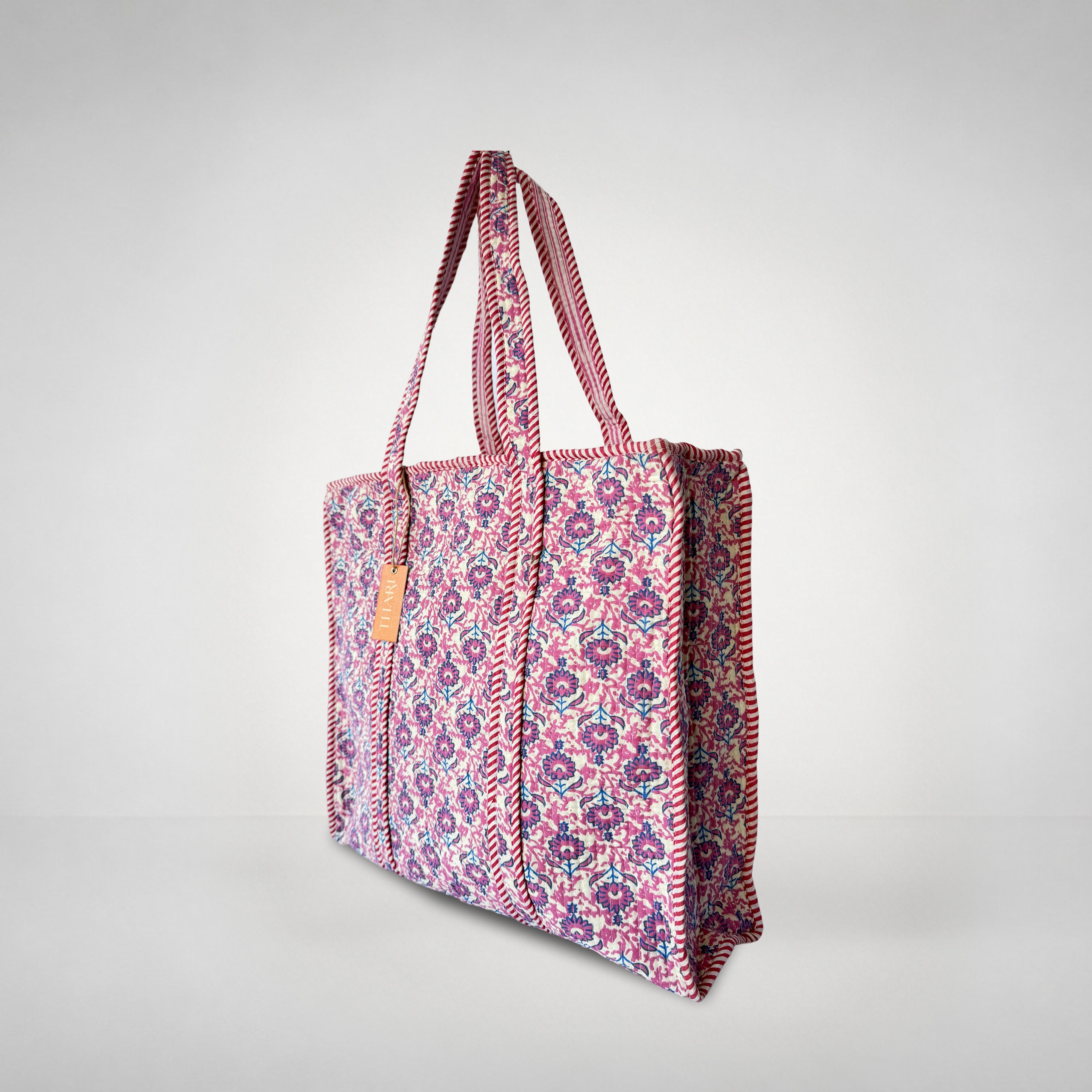 Pink Jasmine Vine Print Tote Bag