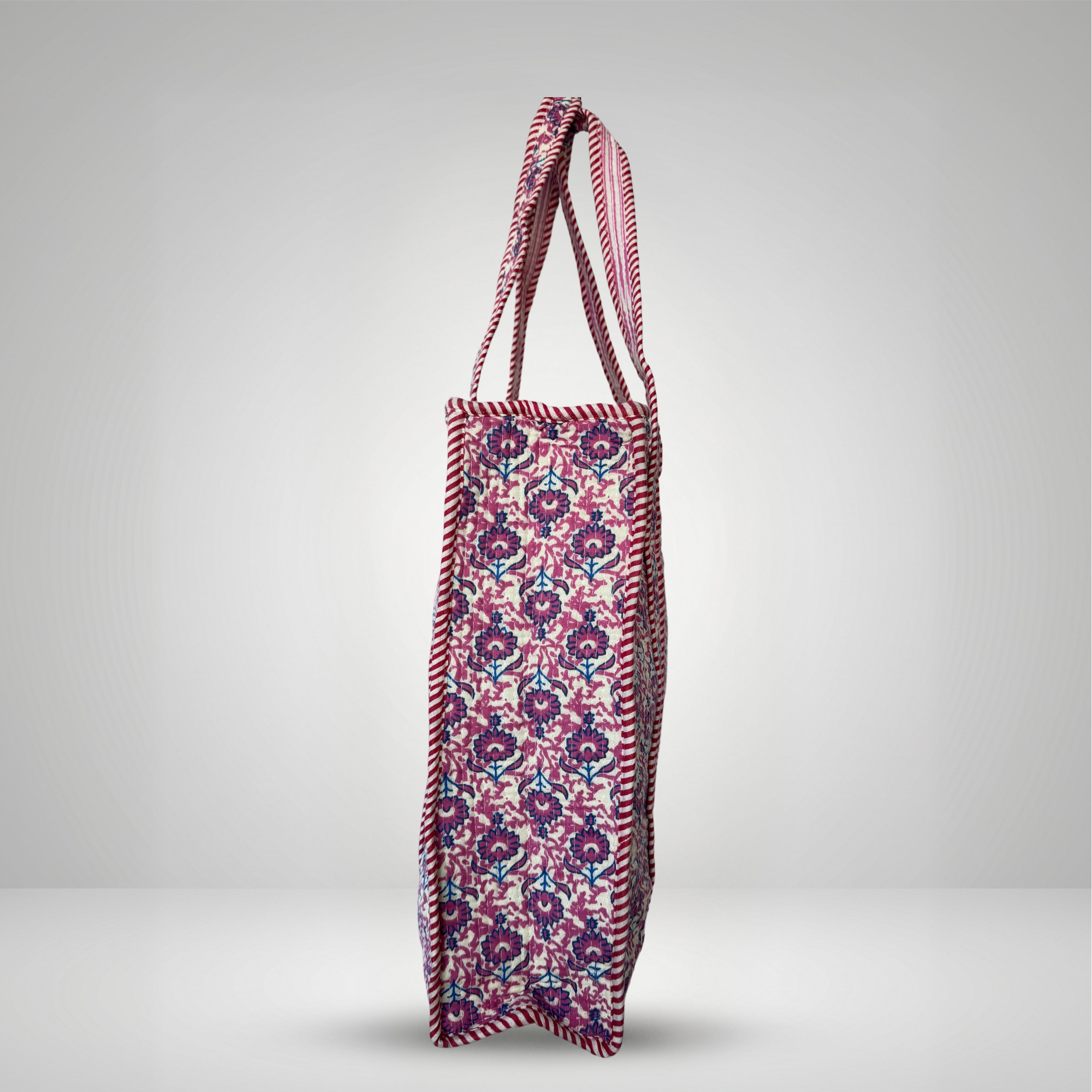 Pink Jasmine Vine Print Tote Bag