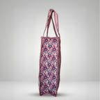 Thari Quilted Cotton Tote Bag - Pink Jasmine Vine Print Versatile Carry-All