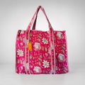 Thari Quilted Cotton Tote Bag - Fuchsia Bloom Print Versatile Carry-All
