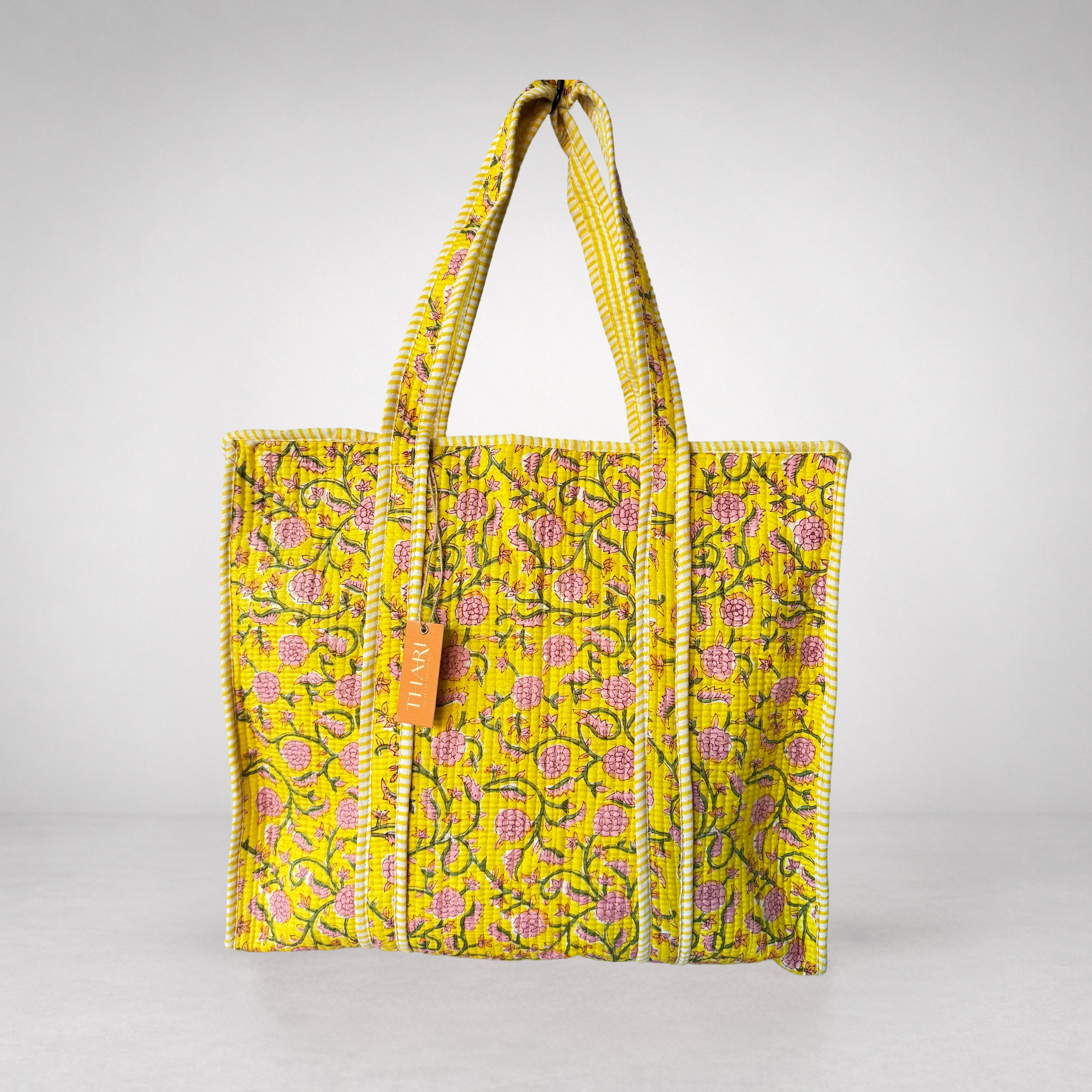 Golden Summer Bloom Print Tote Bag