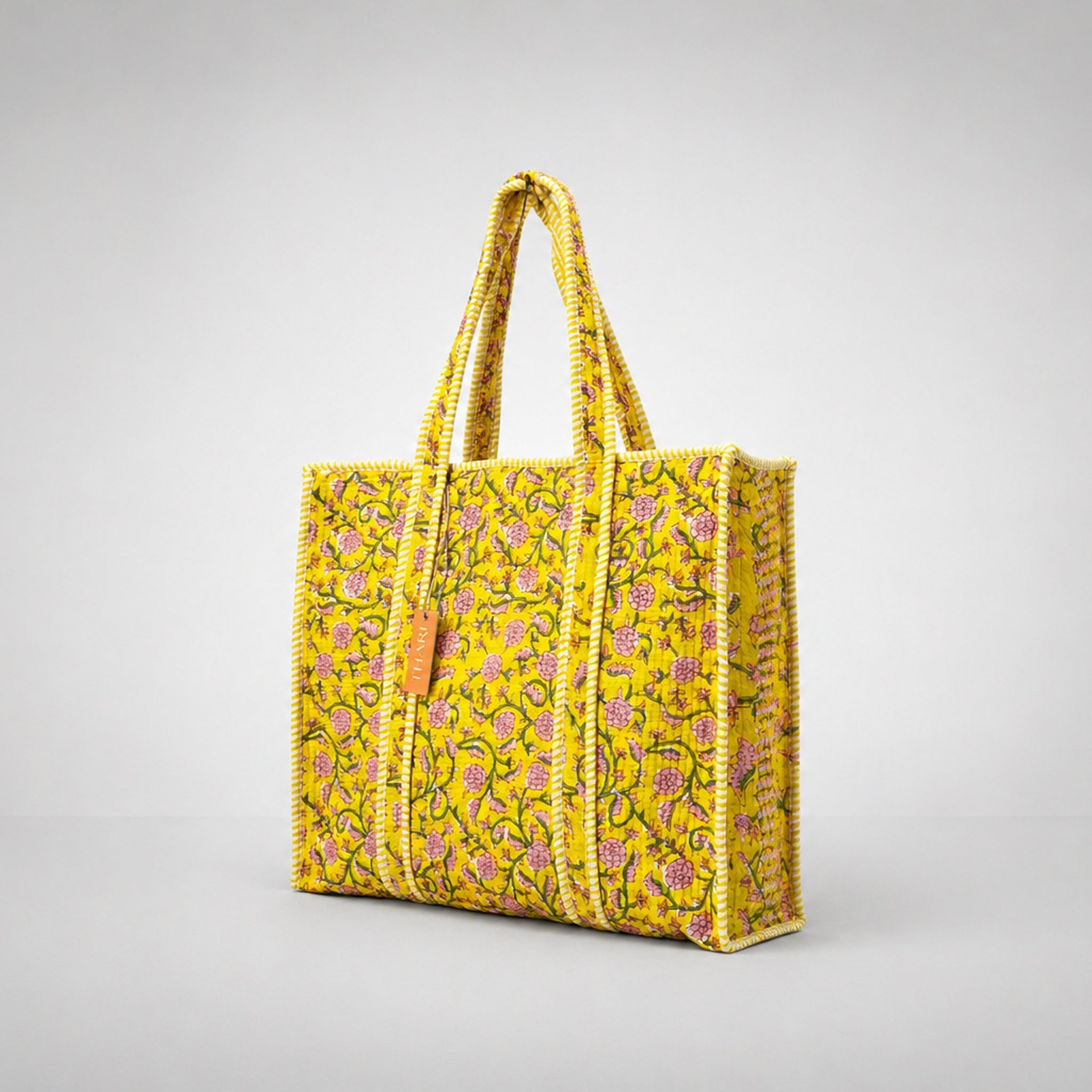 Golden Summer Bloom Print Tote Bag