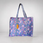 Thari Quilted Cotton Tote Bag - Lilac Orchard Print Versatile Carry-All