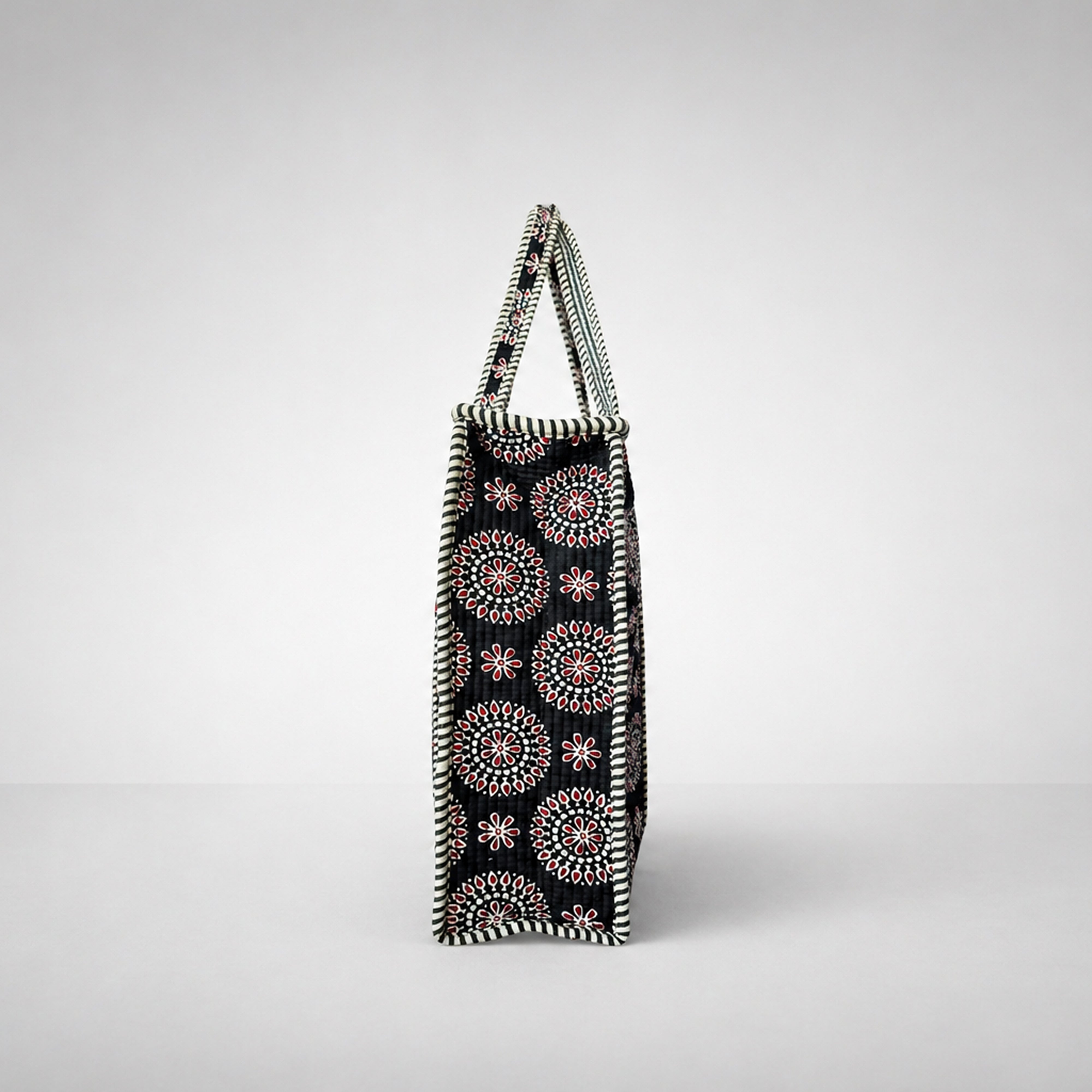Black Mandala Print Tote Bag