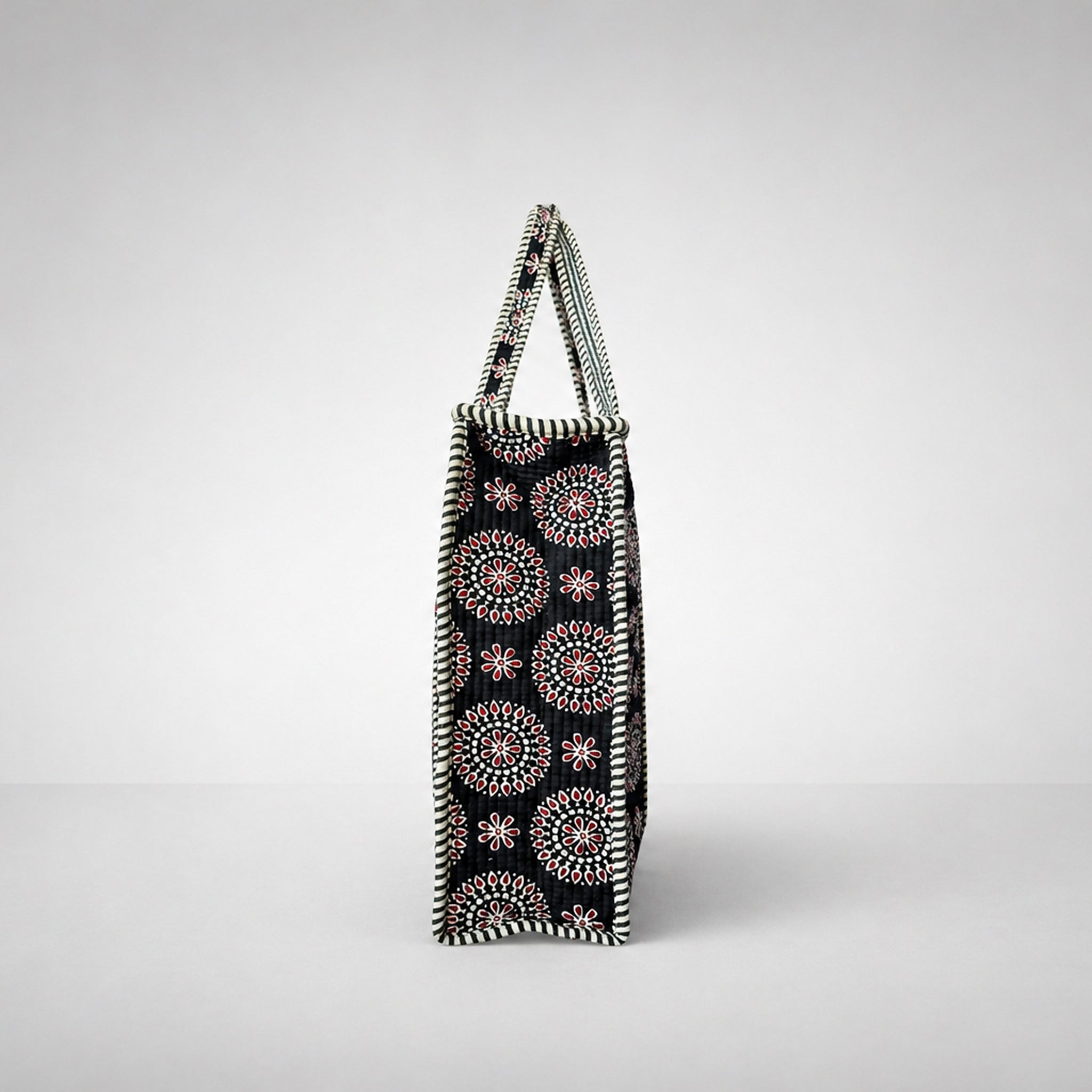 Black Mandala Print Tote Bag