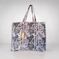 Thari Quilted Cotton Tote Bag - Midnight Orchid Abstract Print Versatile Carry-All