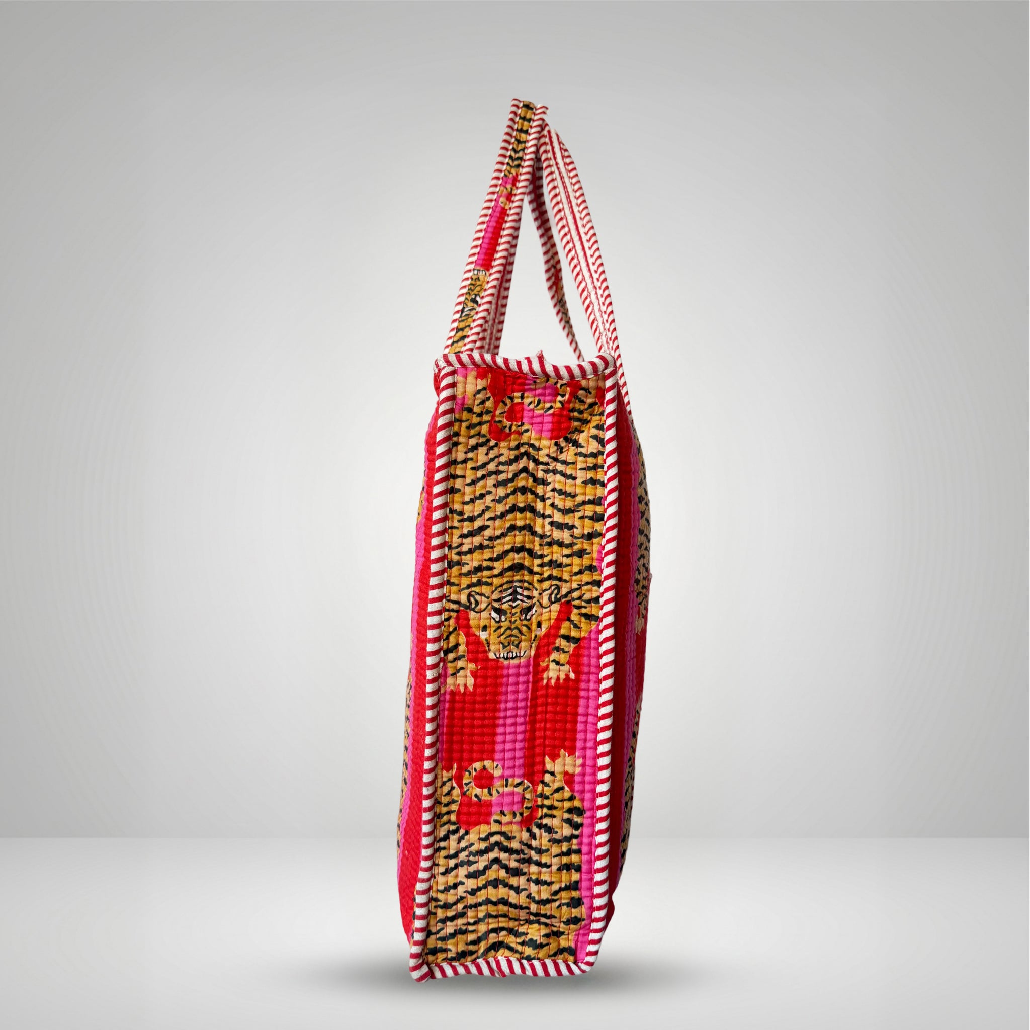 Red Tiger Stripe Print Tote Bag