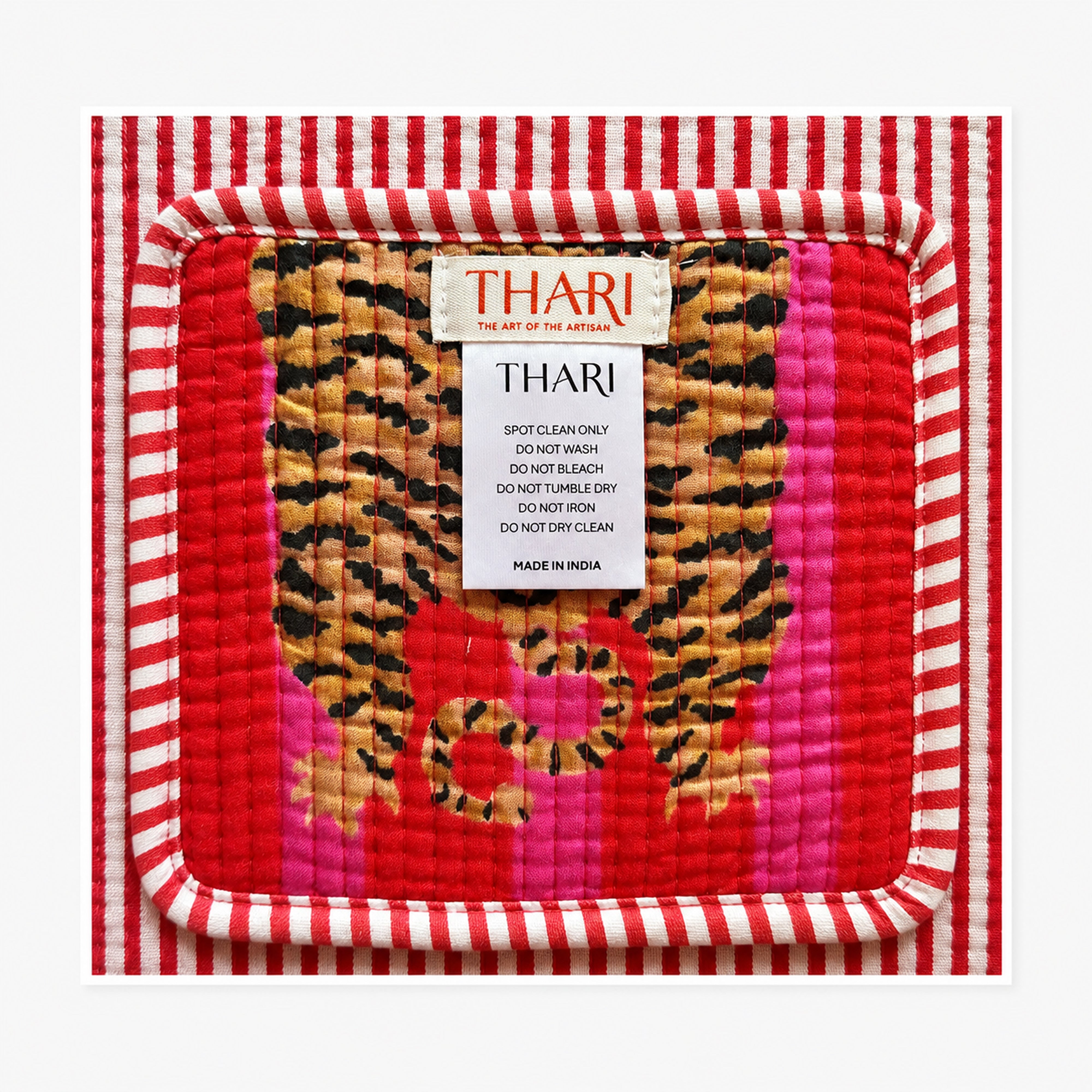 Red Tiger Stripe Print Tote Bag