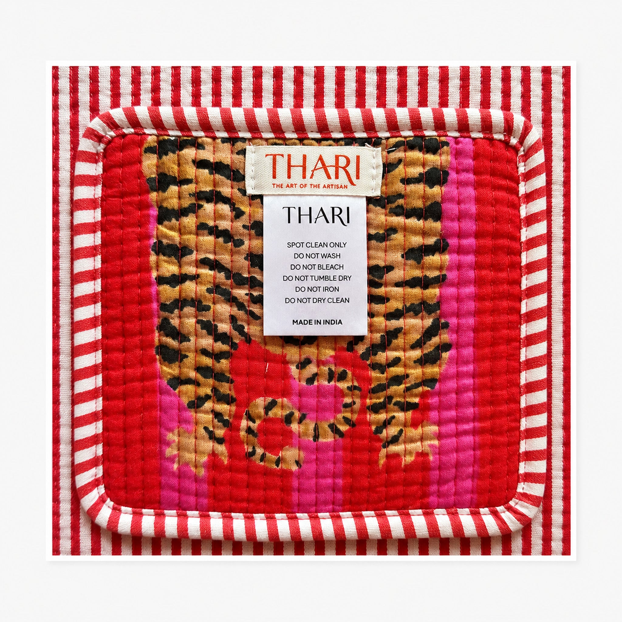 Red Tiger Stripe Print Tote Bag