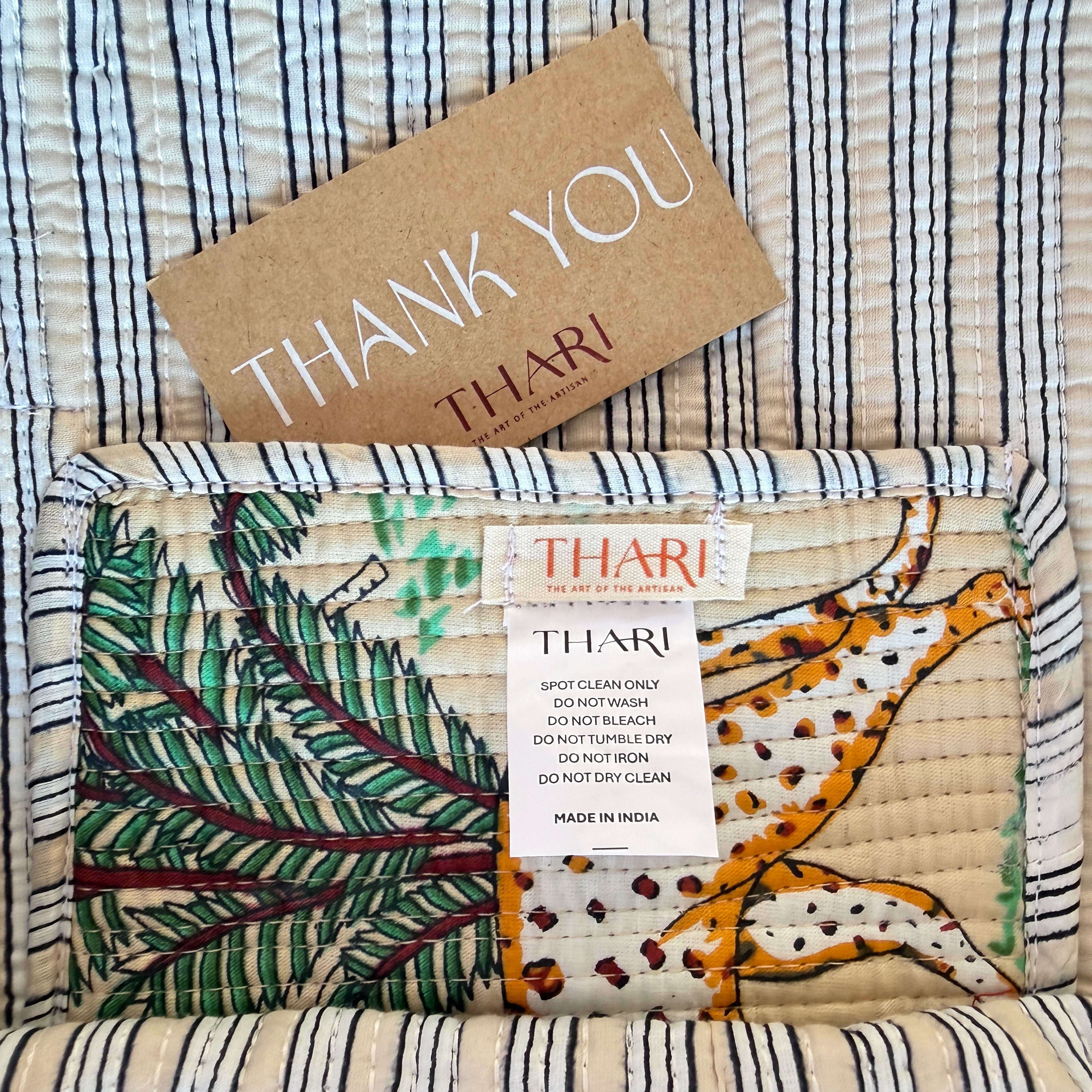 Thari Quilted Cotton Duffle Bag - Jungle Safari Print Weekender Travel Bag