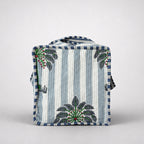Thari Quilted Cotton Duffle Bag - Stripe & Palm Print Weekender Travel Bag