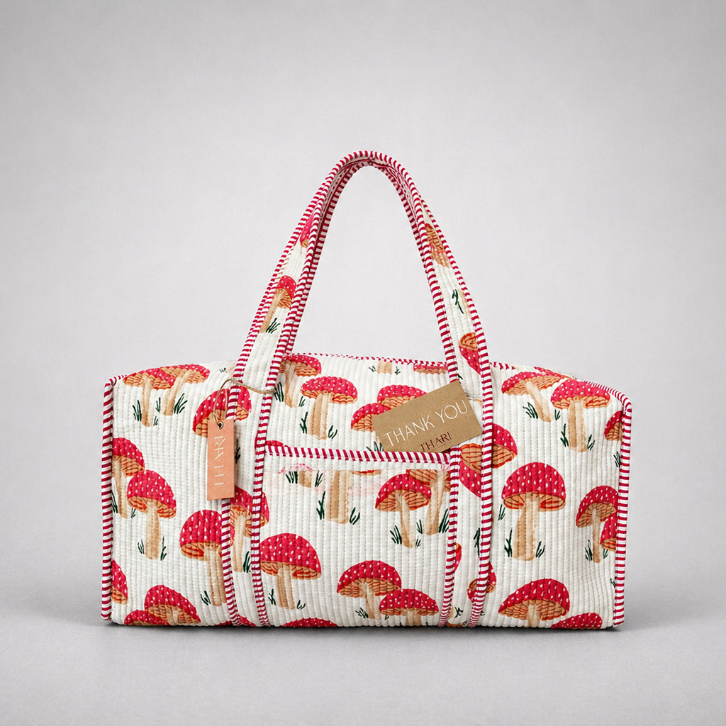 Mushroom Print Overnight Bag