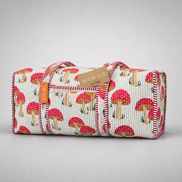 Thari Quilted Cotton Duffle Bag - Mushroom Print Weekender Travel Bag