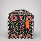 Thari Quilted Cotton Duffle Bag - Midnight Sunflower Print Weekender Travel Bag