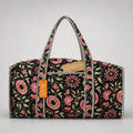 Thari Quilted Cotton Duffle Bag - Midnight Sunflower Print Weekender Travel Bag