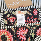 Thari Quilted Cotton Duffle Bag - Midnight Sunflower Print Weekender Travel Bag