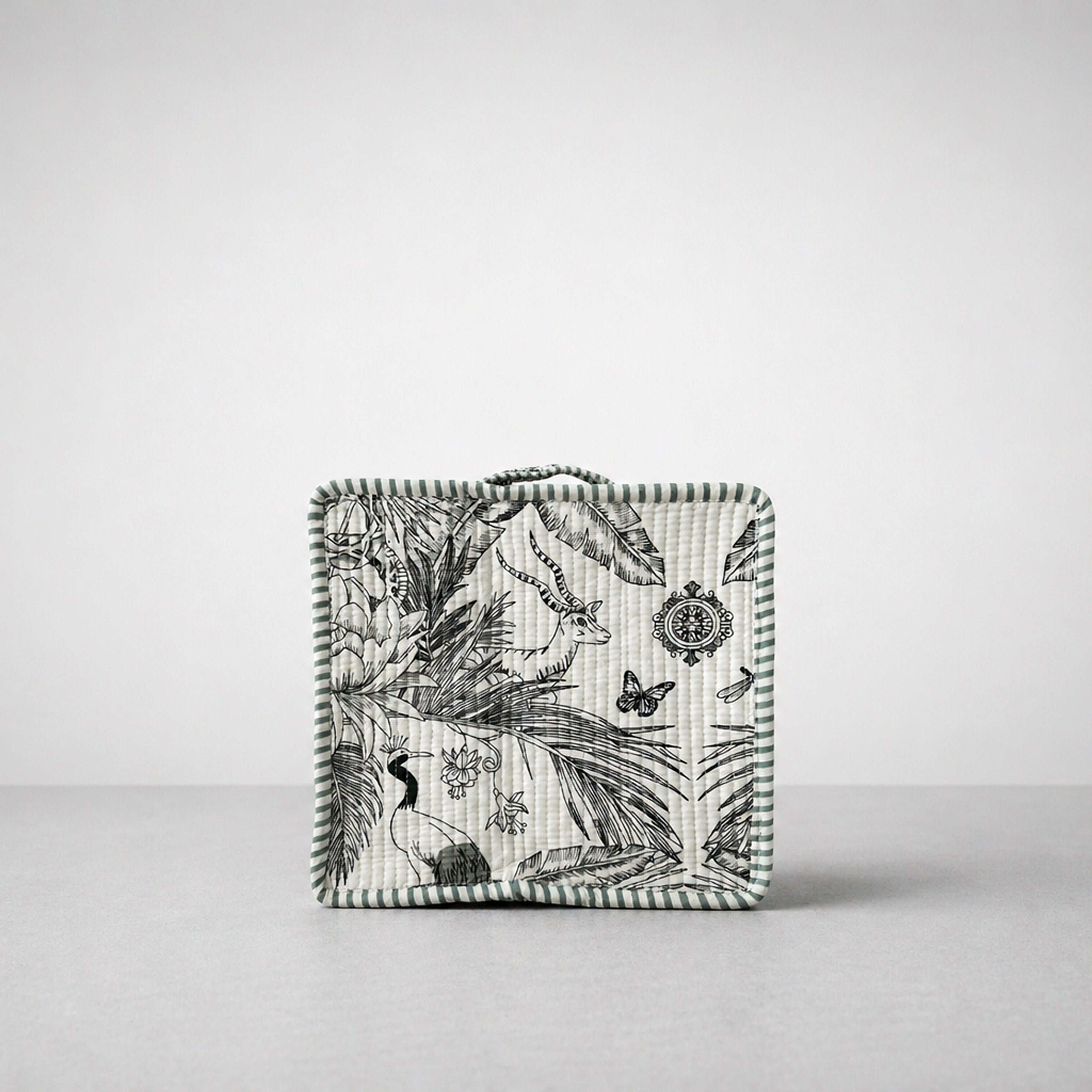 Thari Quilted Cotton Duffle Bag - Heritage Wildlife Print Artisanal Travel Bag