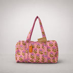 Thari Quilted Cotton Duffle Bag - Poppy Print Weekender Travel Bag