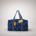 Thari Quilted Cotton Duffle Bag - Indigo Ikat Print Weekender Travel Bag