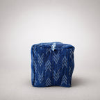 Thari Quilted Cotton Duffle Bag - Indigo Ikat Print Weekender Travel Bag