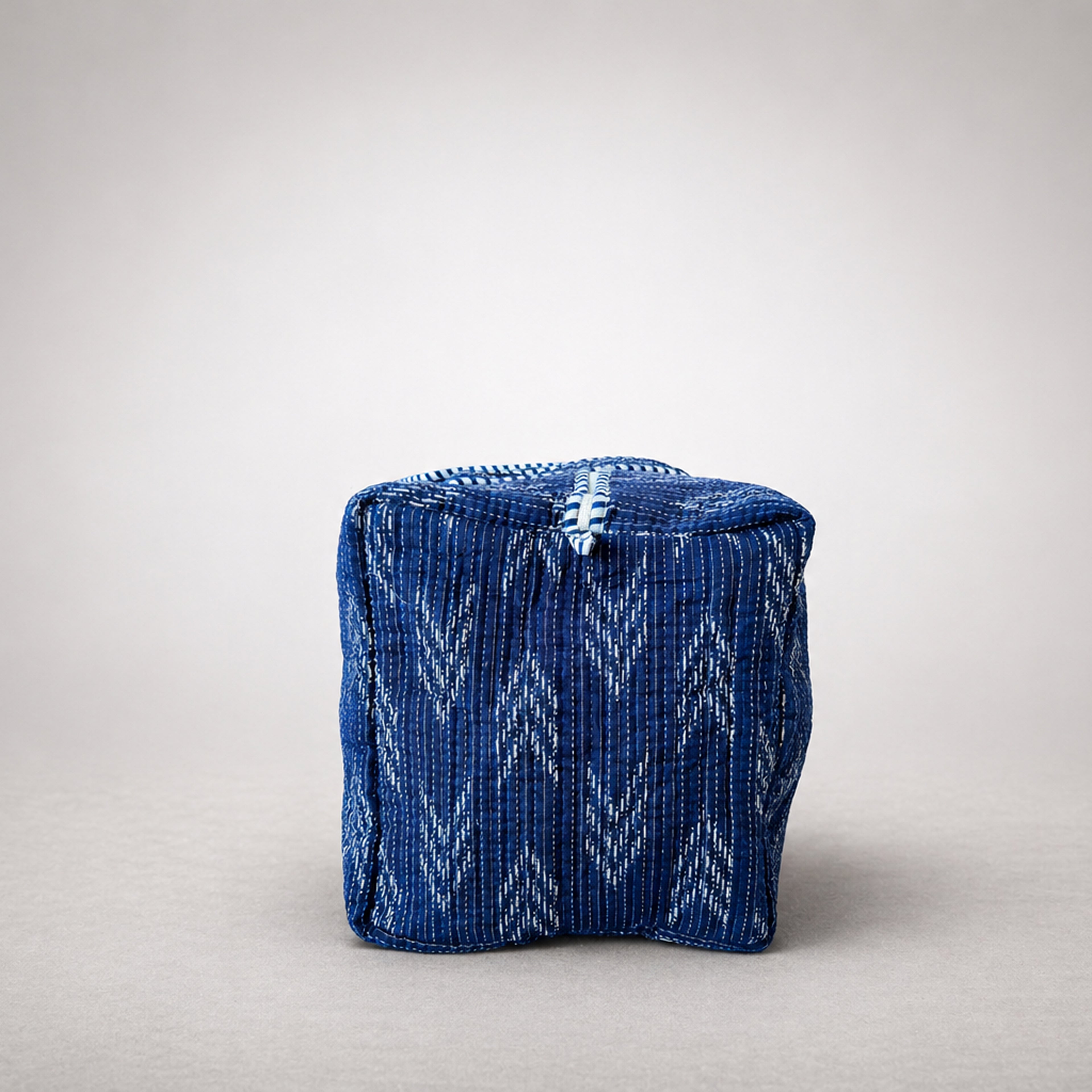 Thari Quilted Cotton Duffle Bag - Indigo Ikat Print Weekender Travel Bag