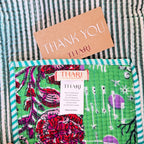 Thari Quilted Cotton Duffle Bag - Green Garden Floral Print Weekender Travel Bag