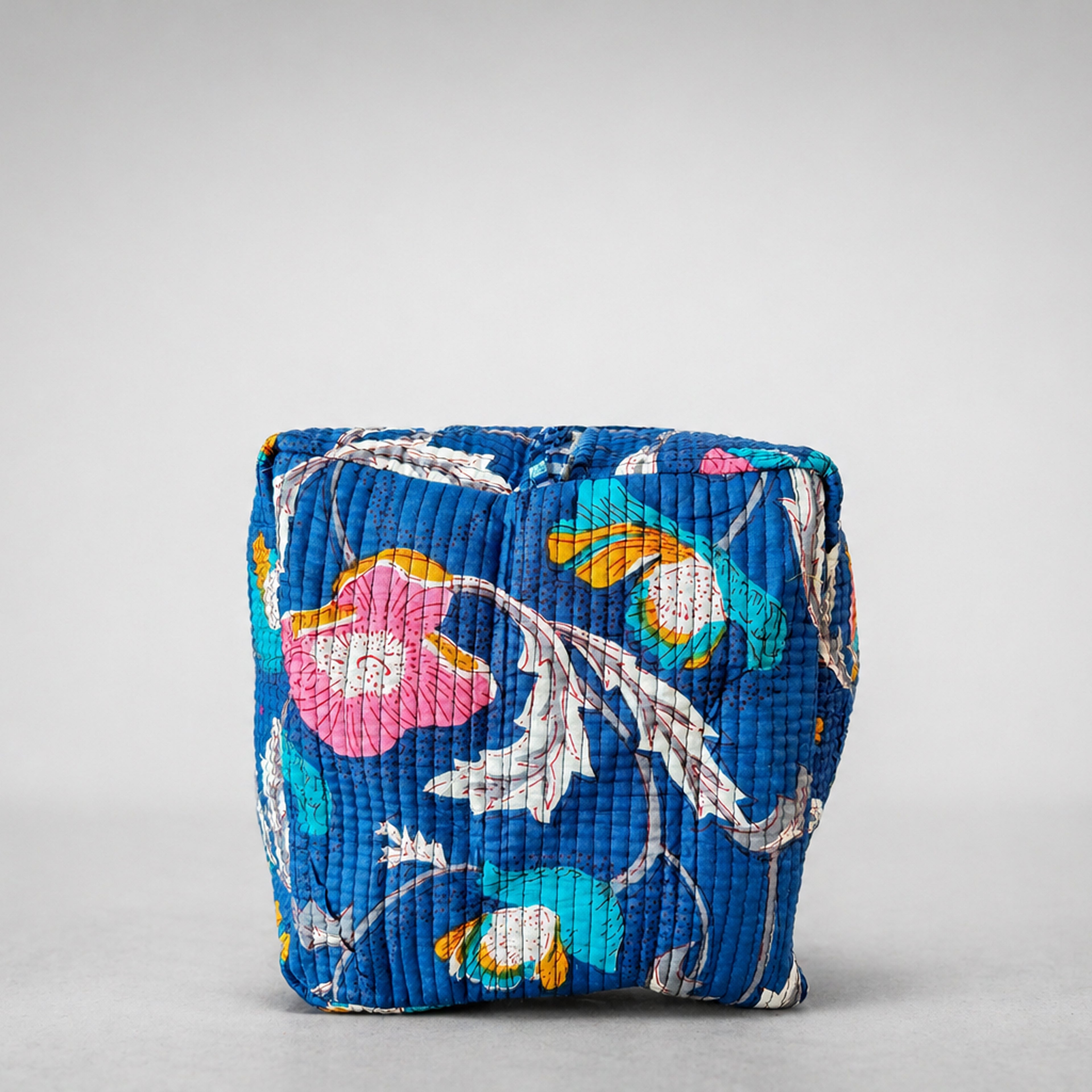 Thari Quilted Cotton Duffle Bag - Multi-Floral Print Weekender Travel Bag