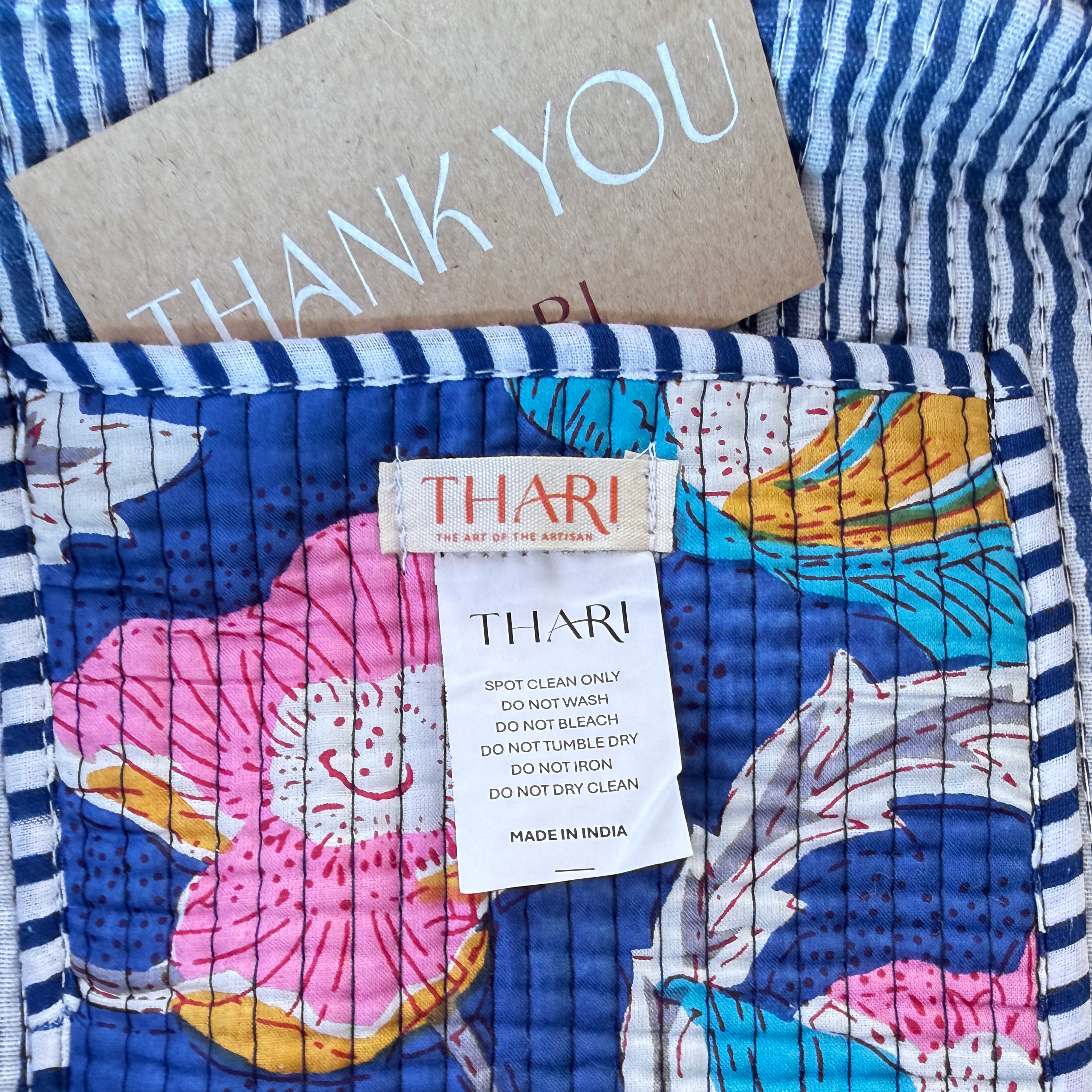 Thari Quilted Cotton Duffle Bag - Multi-Floral Print Weekender Travel Bag
