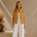 Paisley & Motif Print Reversible Quilted Sleeveless Jacket