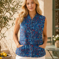 The Thari Hand-Printed Garden & Elephant Print Reversible Quilted Sleeveless Jacket