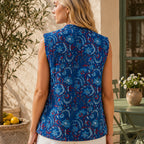The Thari Hand-Printed Garden & Elephant Print Reversible Quilted Sleeveless Jacket