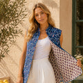 The Thari Hand-Printed Leafy Paisley & Motif Print Reversible Quilted Sleeveless Jacket