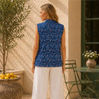 The Thari Hand-Printed Leafy Paisley & Motif Print Reversible Quilted Sleeveless Jacket