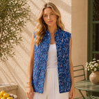 The Thari Hand-Printed Leafy Paisley & Motif Print Reversible Quilted Sleeveless Jacket
