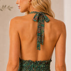 The Thari Paisley Print Silk Halter Dress
