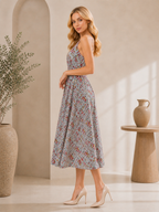 Thari Hand Printed Cotton Dress - Ancestor Print Maxi