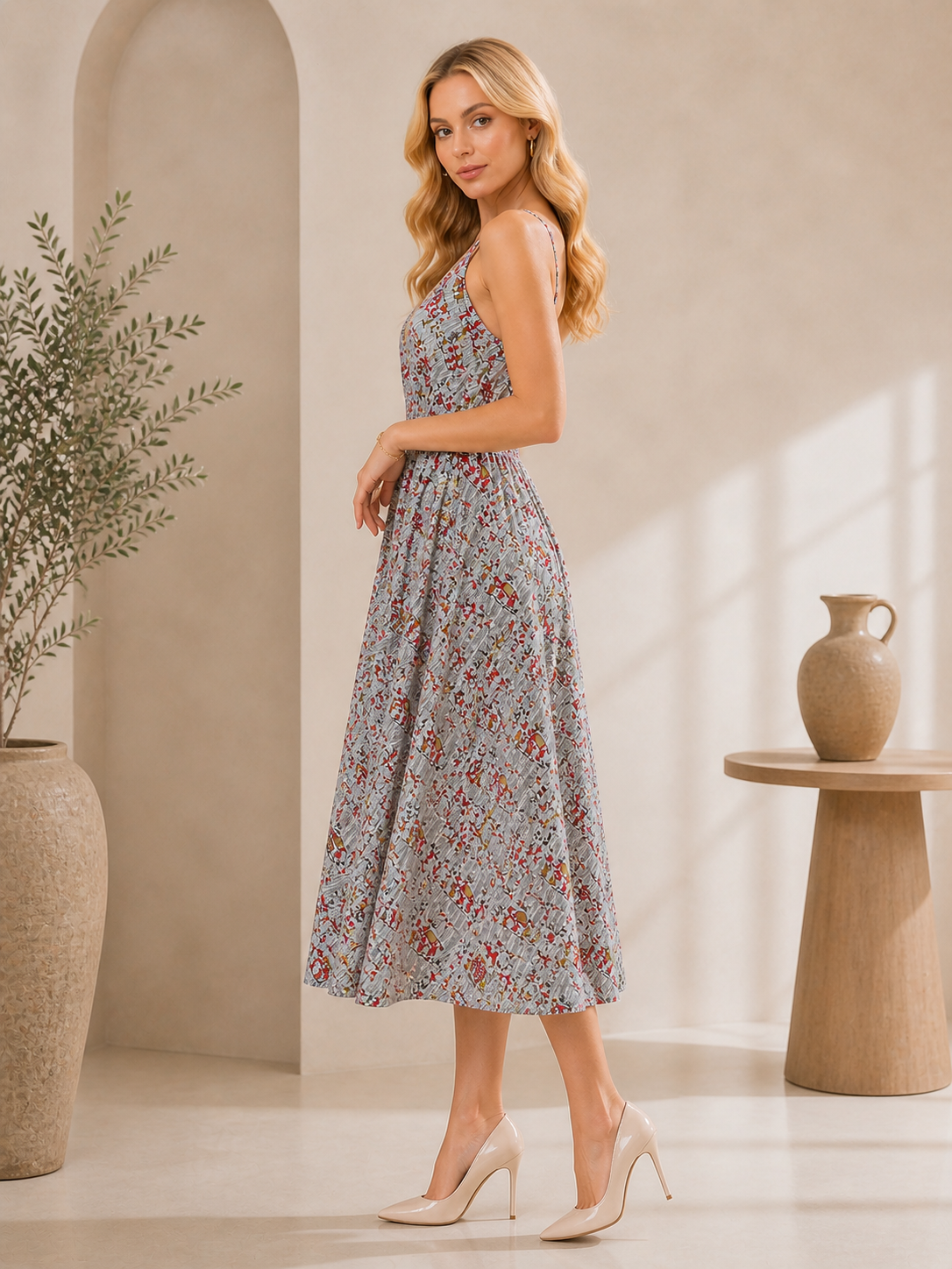 Thari Hand Printed Cotton Dress - Ancestor Print Maxi