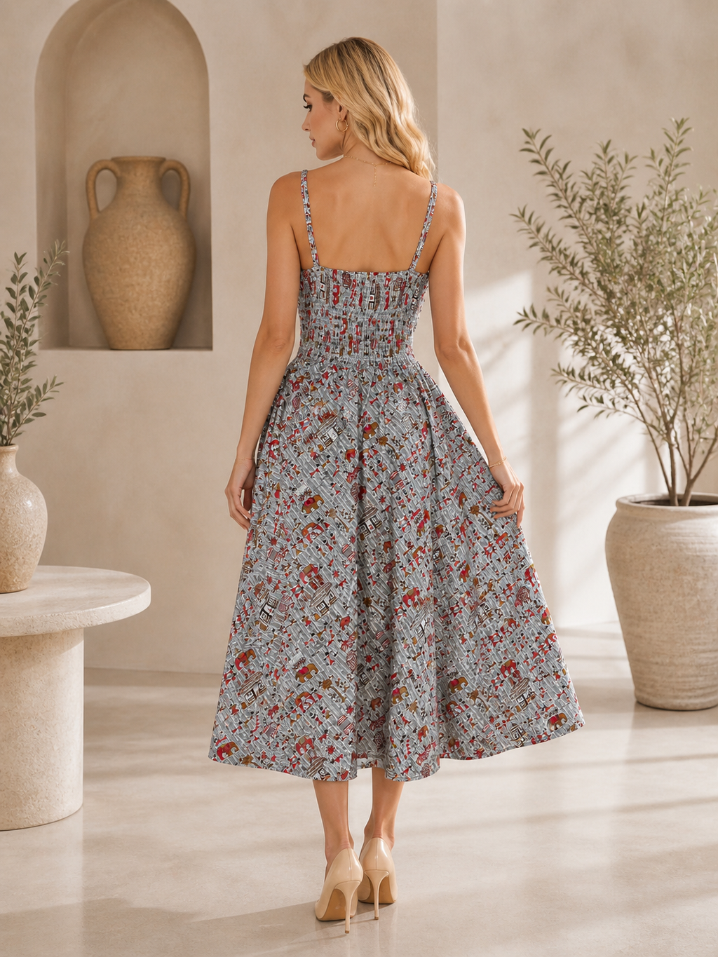 Thari Hand Printed Cotton Dress - Ancestor Print Maxi