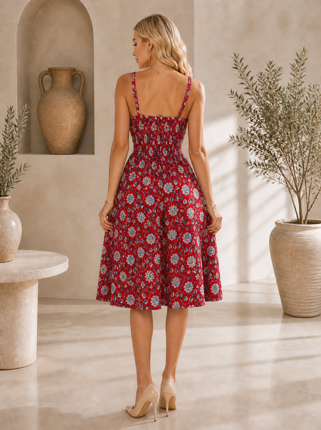 Thari Hand Printed Cotton Dress - Floral Print Maxi