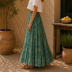 The Thari Hand-Printed Paisley Print Cotton Maxi Skirt