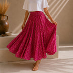 The Thari Hand-Printed Geometric Print Cotton Maxi Skirt