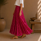 The Thari Hand-Printed Geometric Print Cotton Maxi Skirt