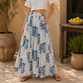 The Thari Hand-Printed Flower Print Cotton Maxi Skirt