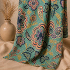 Thari Cotton Drawstring Kaftan - Sage Garden Bloom Print Artisanal Resort Wear